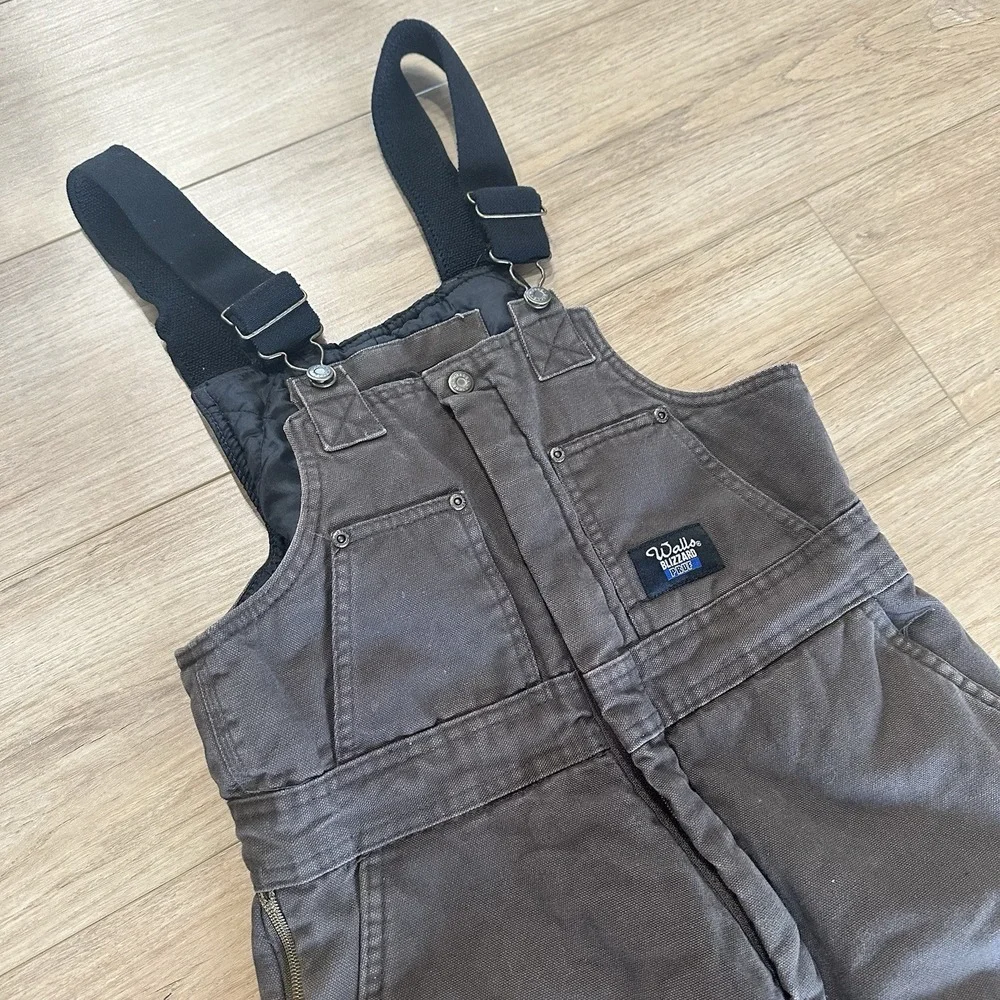 WALLS BLIZZARD Pruf Brown‎ BIB Boys Coveralls Youth Kids Large 12/14 Snow Pants